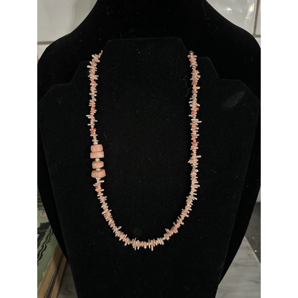 Peyote Bird Necklace Sterling Silver Pink Branch Coral Sundance Catalog 20”